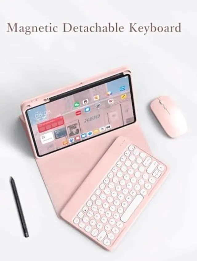 Alt view image 2 of 5 - kaidisen Keyboard Case for iPad Air 13" (M3)/ Air 13" (M2) /iPad Pro 12.9" 6th/5th/4th/3rd Generation Case with Keyboard Bluetooth Mouse, Detachable Candy Color Round Key,Mint Green