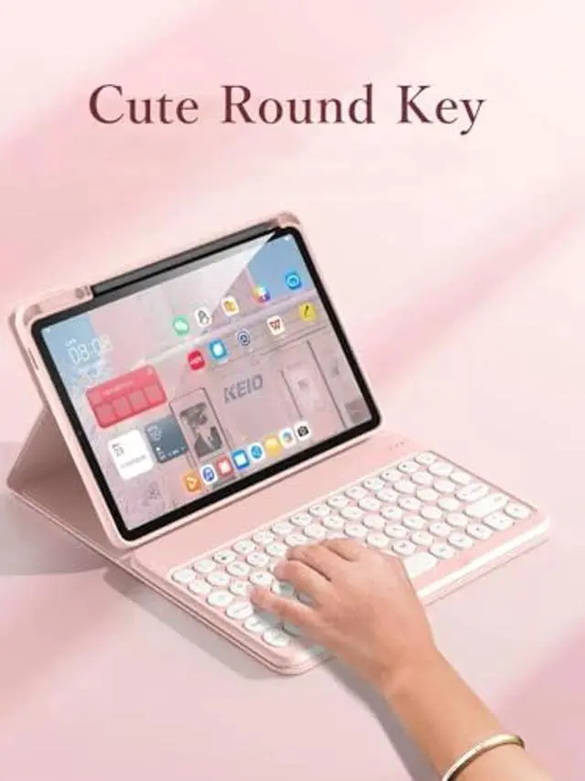 Alt view image 3 of 5 - kaidisen Keyboard Case for iPad Air 13" (M3)/ Air 13" (M2) /iPad Pro 12.9" 6th/5th/4th/3rd Generation Case with Keyboard Bluetooth Mouse, Detachable Candy Color Round Key,Mint Green