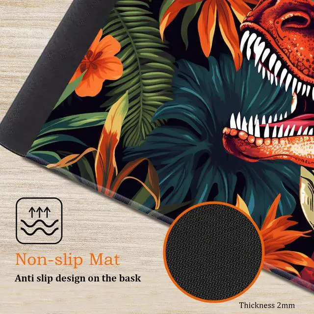 Alt view image 5 of 5 - Large Gaming Mouse Pad, Keyboard Wrist Rest Pad + Mouse Wrist Pad + Coaster Set, Extended Waterproof Non-Slip Desk Mat, Suitable for Office Home Learning Games, Jungle Dinosaur Tyrannosaurus