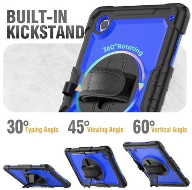 Alt view image 4 of 5 - HXCASEAC Case for Samsung Galaxy Tab S6 Lite 10.4 inch, Protective with Screen Protector/Hand Strap/S Pen Holder, Shockproof S6 Lite Tablet Case 2024/2022/2020 SM-P610 SM-P613 SM-P620 - Blue