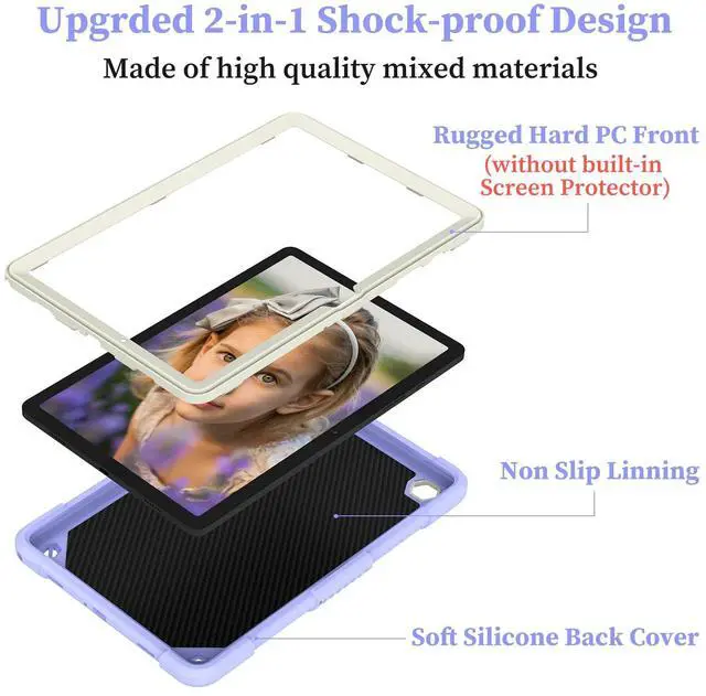 Alt view image 3 of 5 - HOGENL Cover for Samsung Galaxy Tab A9+ Plus Case for Kids Girl, Galaxy Tab A9+ 11 inch 2023 Released with Butterfly Stand Shoulder Strap Shockproof Full Body Protective, Purple