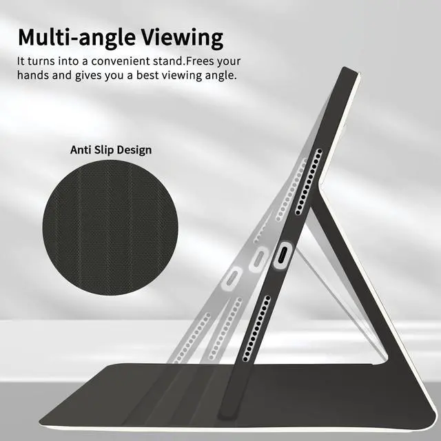 Alt view image 4 of 5 - Idocolors Cute Pink Bow Pad Case for 11 Inch iPad Air(2024)/10.9 Inch iPad Air 4/Air 5 with Pencil Holder Cartoon Kawaii Animal Pattern Cover Auto Sleep/Wake for Kids Girls Women