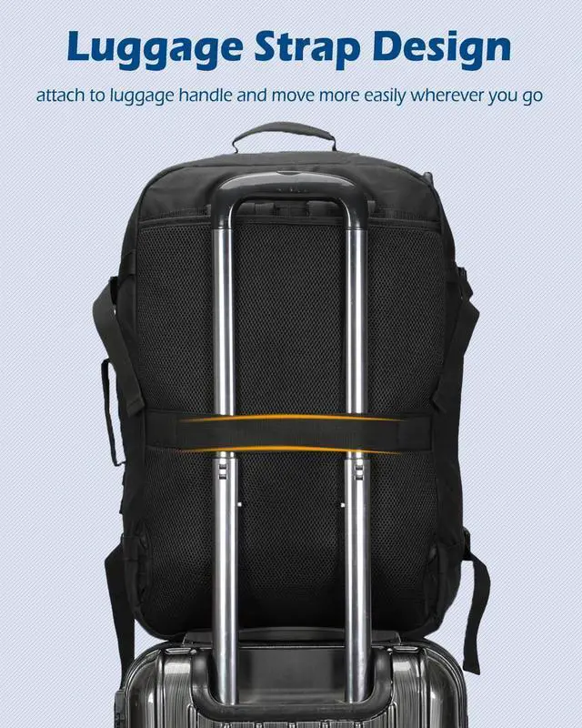 Alt view image 2 of 5 - Hynes Eagle Carry on Backpack 38L Large Travel Backpack for Women Flight Approved Weekender Bag Laptop Backpack Men 15 inches Black with Waist Pack Green