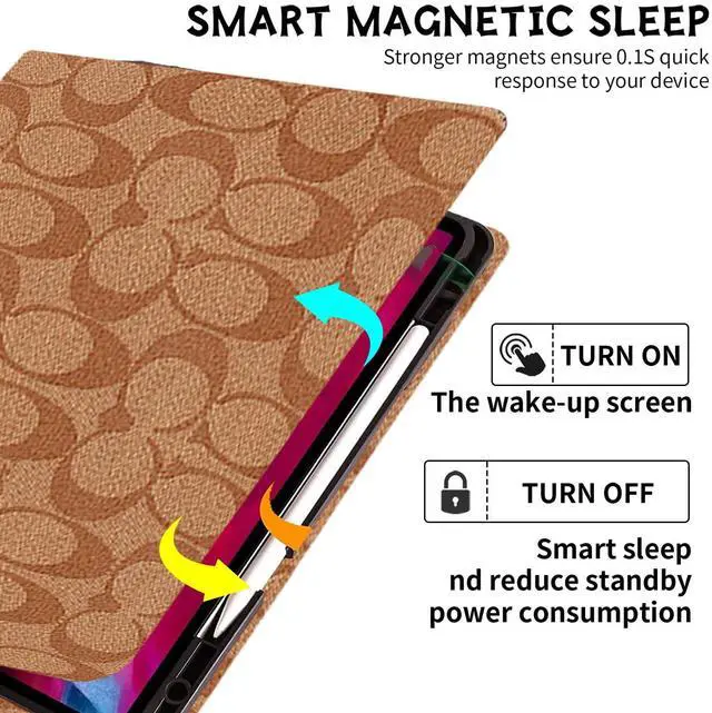 Alt view image 2 of 5 - HYHCF Designer Compatible with iPad (A16) 11th Generation Case 11 Inch 2025,iPad 10th Generation Case 10.9 Inch 2022,Slim Stand PU Leather,with Pencil Holder and Soft TPU Back,Auto Sleep/Wake-Brown