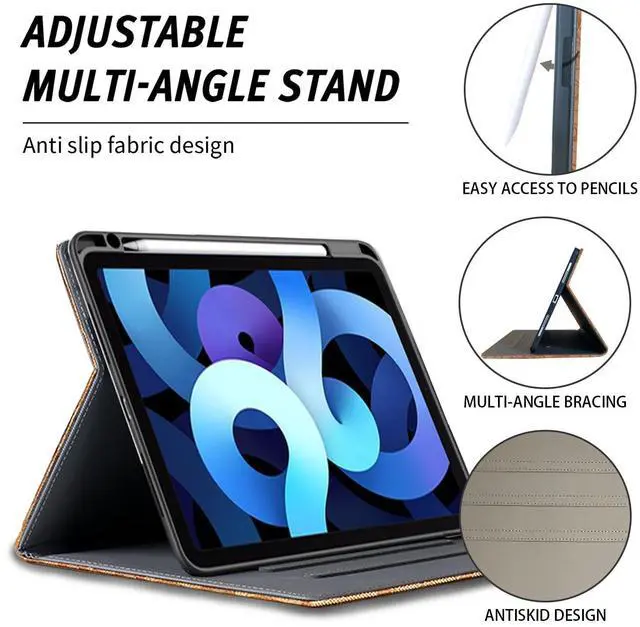 Alt view image 3 of 5 - HYHCF Designer Compatible with iPad (A16) 11th Generation Case 11 Inch 2025,iPad 10th Generation Case 10.9 Inch 2022,Slim Stand PU Leather,with Pencil Holder and Soft TPU Back,Auto Sleep/Wake-Brown