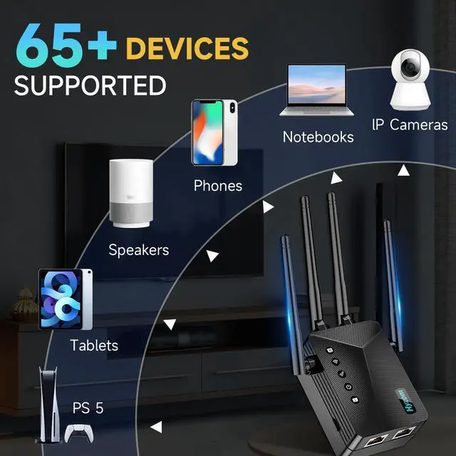 Alt view image 5 of 5 - WiFi Internet Booster with Ethernet Port, Long Range Wireless Repeater Works with Any Router