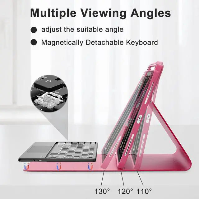 Alt view image 5 of 5 - for iPad Pro 11-inch Case with Keyboard (M4) - Magnetic Wireless Bluetooth Keyboard with Multi-Touch Trackpad 7 Colors Backlit Stain Proof Folio Keyboard Cover for iPad Pro 11 Inch 2024,Dark Cherry