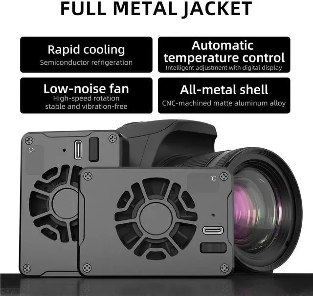 Alt view image 5 of 5 - Camera Cooling Fan, Quiet Dual-Fan Cooling System for DSLR/Mirrorless Cameras, Adjustable Speed, USB-Powered, Compatible for 4K Video Recording (US-ICool-F01)