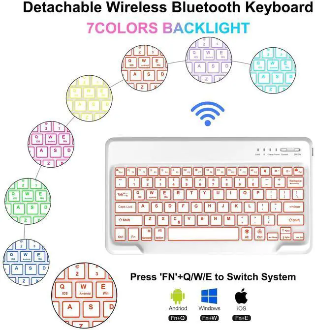 Alt view image 3 of 5 - IVEOPPE Keyboard Case for Xiaomi Redmi Pad Pro 12.1 Inch 2024/Xiaomi Poco Pad 12.1", 7 Colors Backlit, Detachable Bluetooth Wireless Keyboard Slim PU Stand Cover with Pencil Holder,Rose Gold