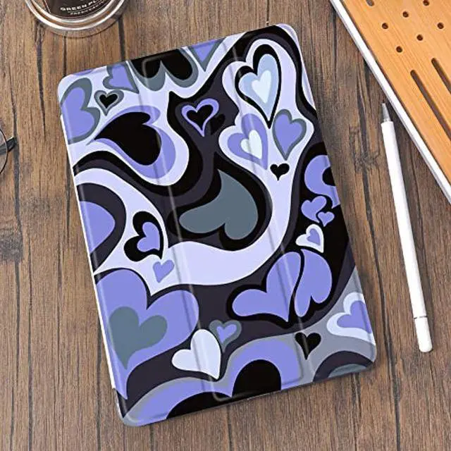 Alt view image 2 of 5 - Idocolors Cute Love Heart Pad Case for 10.2 Inch iPad 7th/8th/9th Generation (iPad 2019/2020/2021) Lovely Girly Anti-Scratch Shockproof with Pencil Holder Lightweight Smart Trifold Stand Cover, Blue