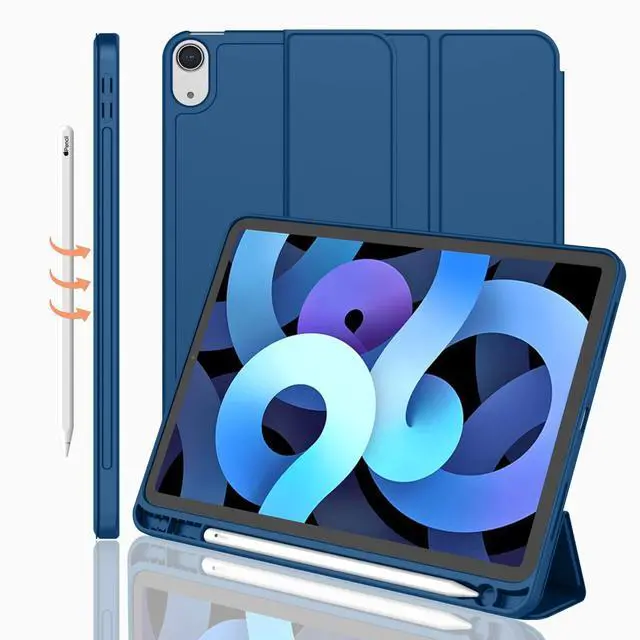 Main image of iMieet iPad Air 11 Inch Case M3(2025) / M2 (2024), iPad Air 5th/4th Generation Case 2022/2020 10.9 Inch with Pencil Holder,Trifold Stand Smart Case with Soft TPU Back(Navy Blue)