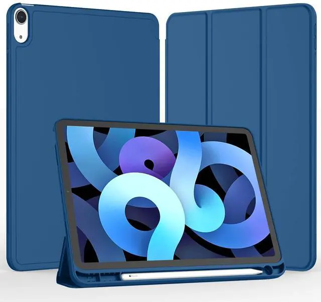 Alt view image 2 of 5 - iMieet iPad Air 11 Inch Case M3(2025) / M2 (2024), iPad Air 5th/4th Generation Case 2022/2020 10.9 Inch with Pencil Holder,Trifold Stand Smart Case with Soft TPU Back(Navy Blue)
