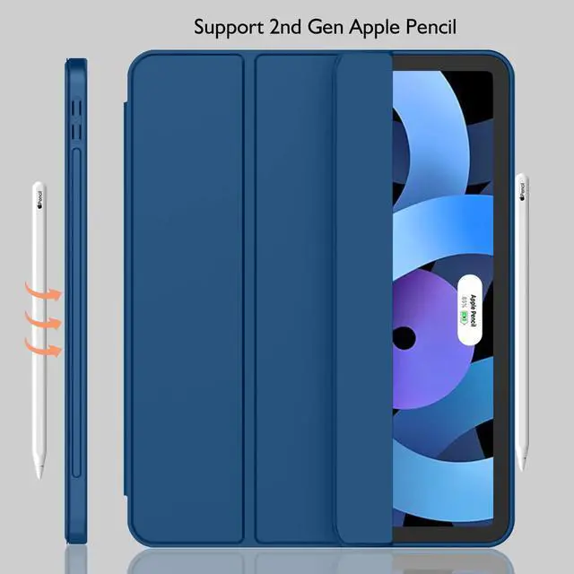 Alt view image 3 of 5 - iMieet iPad Air 11 Inch Case M3(2025) / M2 (2024), iPad Air 5th/4th Generation Case 2022/2020 10.9 Inch with Pencil Holder,Trifold Stand Smart Case with Soft TPU Back(Navy Blue)