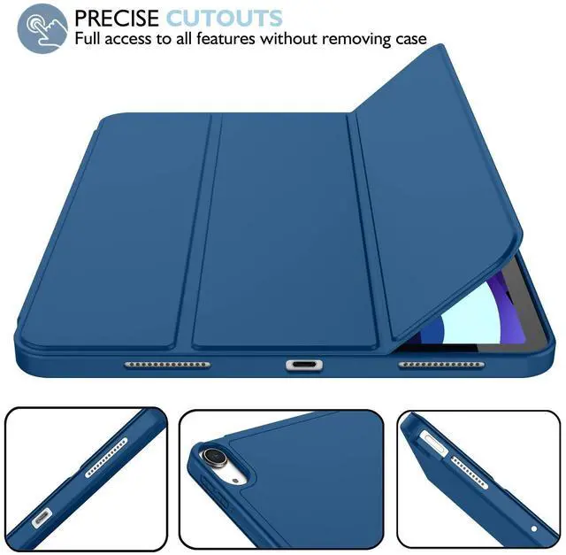 Alt view image 4 of 5 - iMieet iPad Air 11 Inch Case M3(2025) / M2 (2024), iPad Air 5th/4th Generation Case 2022/2020 10.9 Inch with Pencil Holder,Trifold Stand Smart Case with Soft TPU Back(Navy Blue)