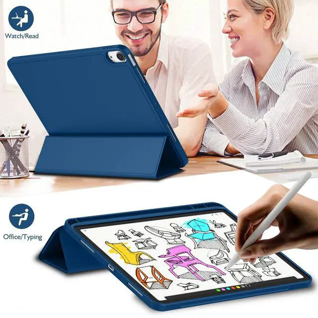 Alt view image 5 of 5 - iMieet iPad Air 11 Inch Case M3(2025) / M2 (2024), iPad Air 5th/4th Generation Case 2022/2020 10.9 Inch with Pencil Holder,Trifold Stand Smart Case with Soft TPU Back(Navy Blue)