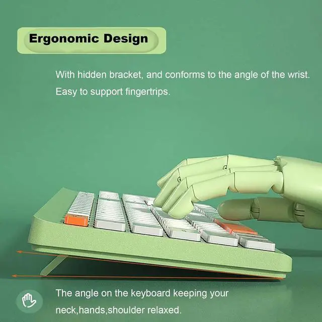 Alt view image 4 of 5 - Wireless Keyboard Mouse Set,2.4G USB Portable Chocolate Silent Keyboard with Cute Colorful Round Keycap,104-Key Full-Size Home Office Keyboard Mice Combo for Computer Laptop PC Gamer (Green Mix)