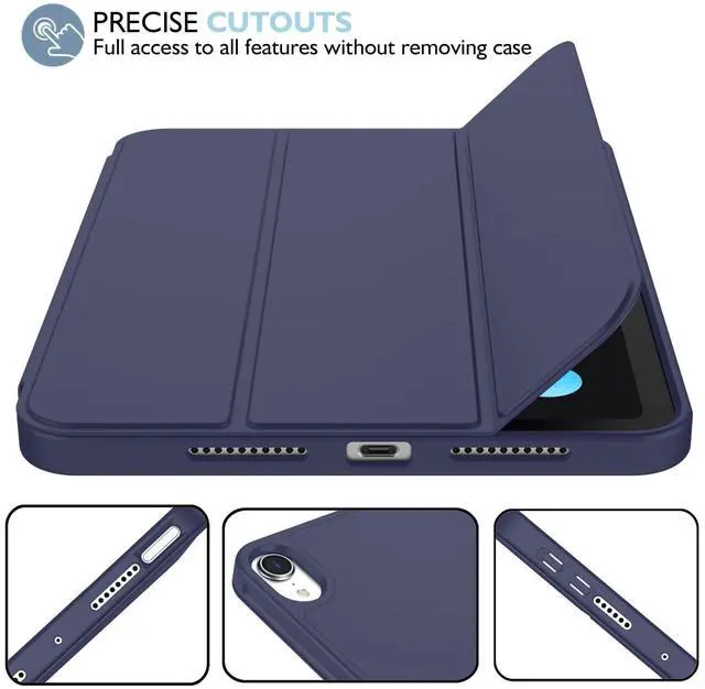 Alt view image 4 of 5 - iMieet iPad Mini 7 Case 2024 (A17 Pro), iPad Mini 6 Case (8.3-Inch,2021 Model), iPad Mini 7th/6th Generation Case with Pencil Holder, Trifold Stand Smart Case with Soft TPU Back,Dark Blue