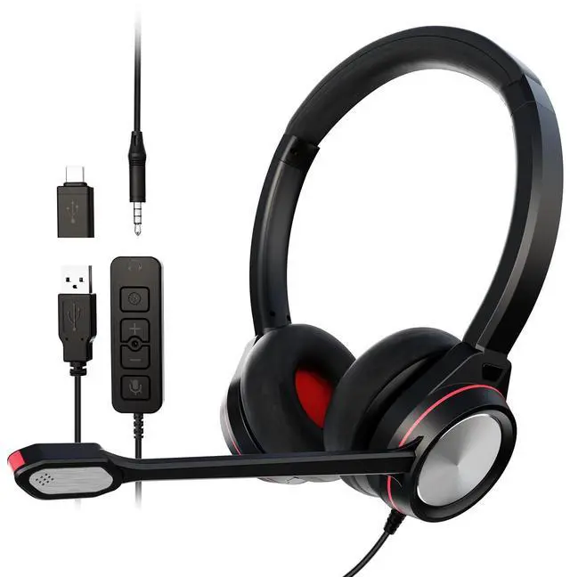 Main image of Jiade USB Headset with Microphone for PC, Type C/USB/3.5mm Jack Computer Headset with Noise Cancelling & Mic Mute, Binaural Wired Headset for Laptop Call Center Work Ofiice Zoom Teams