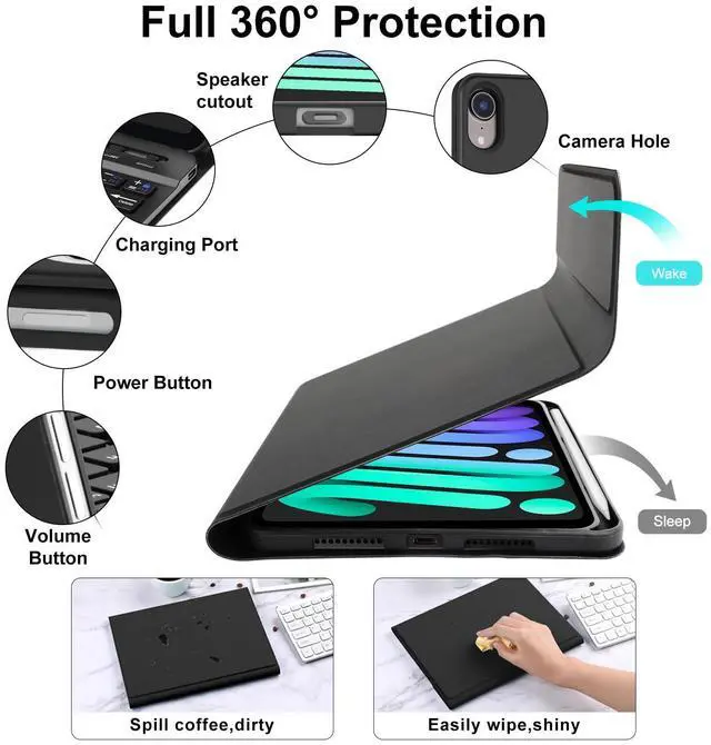 Alt view image 4 of 5 - IVEOPPE Keyboard Case for iPad mini 7th (A17 Pro, 2024) / Mini 6th Generation 8.3 Inch, Detachable Magnetical Bluetooth Wireless Keyboard, Slim Case with Pencil Holder, Rechargeable Foldable (Black)