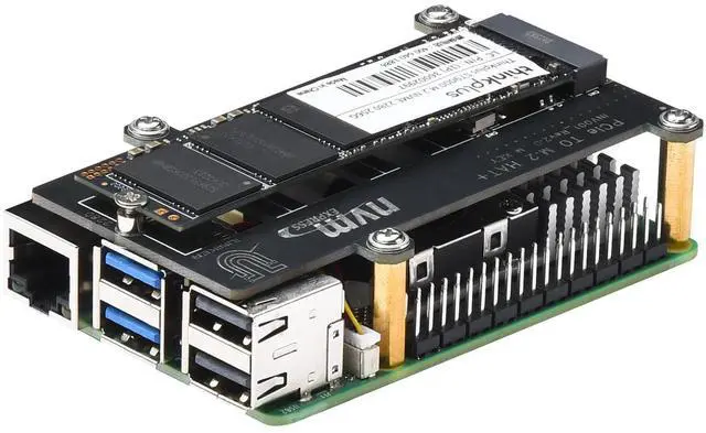 Alt view image 2 of 5 - iUniker Metal Case for Raspberry Pi 5 with PCIe M.2 Key-M NVMe SSD PCIe Peripheral Board and Active Cooler for Raspberry Pi 5 (with Case, NVMe Board and Cooler)