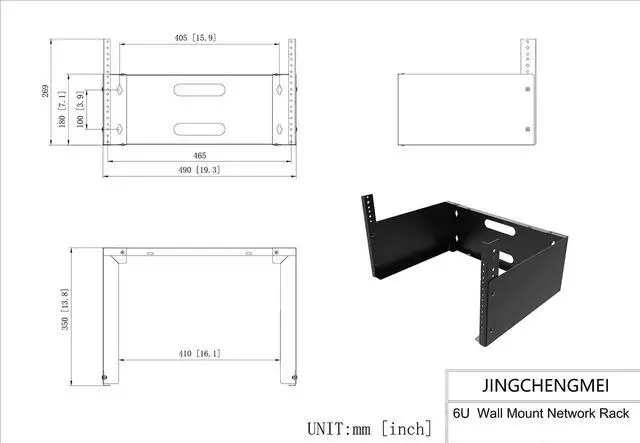 Alt view image 3 of 5 - JINGCHENGMEI 6U Wall Mount Network Rack-14 inches Deep for 19" Patch Panel, Server and IT Equipment (6U)