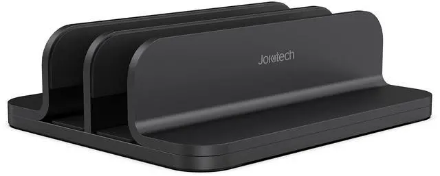 Main image of JOKItech Dual Aluminum Vertical Laptop Stand Organizer, Sturdy Notebook Computer Holder Stand Compatible with New Liquid Retina XDR Apple MacBook Air/Pro, Mac Mini and iPad Pro - Black