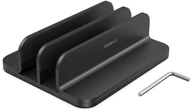 Alt view image 5 of 5 - JOKItech Dual Aluminum Vertical Laptop Stand Organizer, Sturdy Notebook Computer Holder Stand Compatible with New Liquid Retina XDR Apple MacBook Air/Pro, Mac Mini and iPad Pro - Black