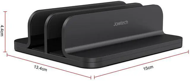 Alt view image 4 of 5 - JOKItech Dual Aluminum Vertical Laptop Stand Organizer, Sturdy Notebook Computer Holder Stand Compatible with New Liquid Retina XDR Apple MacBook Air/Pro, Mac Mini and iPad Pro - Black