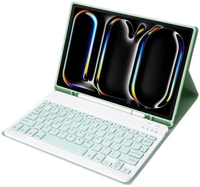 Alt view image 3 of 5 - KcoxdCn Slim Candy Colors Keyboard Case Compatible with iPad Pro 11 Inch (M4) (5th Gen) 2024 Released with S Pen Holder, Mutil Angles Stand Cover Detachable Wireless Keyboard (Mint)