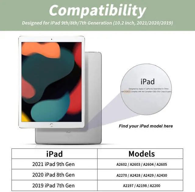 Alt view image 2 of 5 - JKSML Keyboard Case for iPad 9th/8th/7th Generation(2021/2020/2019) 10.2 Inch, Case with 7 Colors Backlit Detachable Keyboard Soft TPU Back Folio Stand, Built-in Left Side Pencil Holder, Dark Green