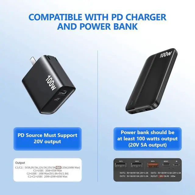 Alt view image 4 of 5 - JOSTART - USB C to DC Power Cable for Starlink Mini,(16FT / 5M) 100W Type-C Charging Cord for Starlink Mini Replacement Cable, Work with 65W+ PD Source,Outdoor Waterproof