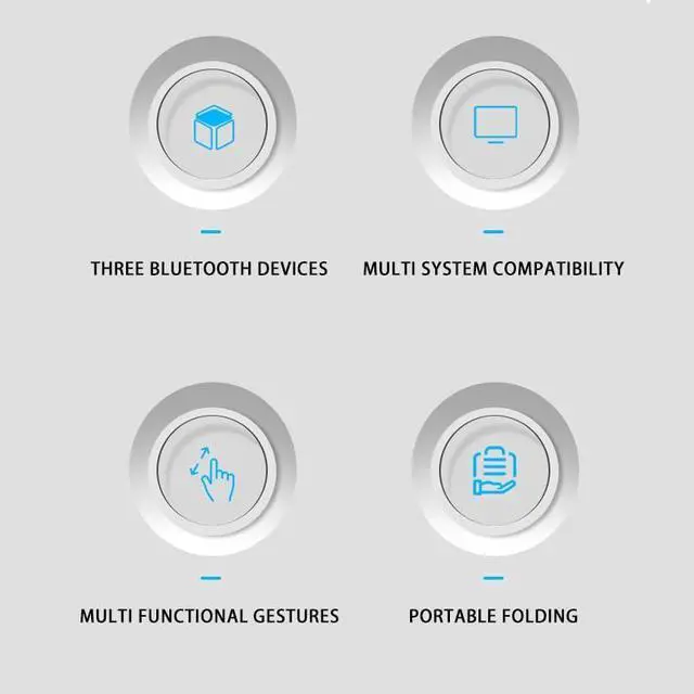 Alt view image 3 of 5 - JOMAA Foldable Bluetooth Keyboard with Trackpad Silent Rechargeable, Full-Size Portable Travel Keyboard for iPad/iPhone/Smartphone/Tablet/PC/Laptop (Black)