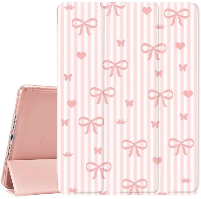 Main image of JOYLAND Pink Pad Case for iPad mini 7 (A17 Pro) 2024/Mini 6 2021-8.3 Inch,with Pencil Holder-Auto Wake/Sleep,Bow&Love Pattern Anti-Scratch Shockproof Premium Folio Stand Case