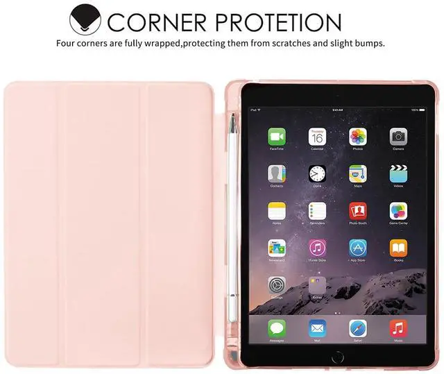 Alt view image 2 of 5 - JOYLAND Pink Pad Case for iPad mini 7 (A17 Pro) 2024/Mini 6 2021-8.3 Inch,with Pencil Holder-Auto Wake/Sleep,Bow&Love Pattern Anti-Scratch Shockproof Premium Folio Stand Case