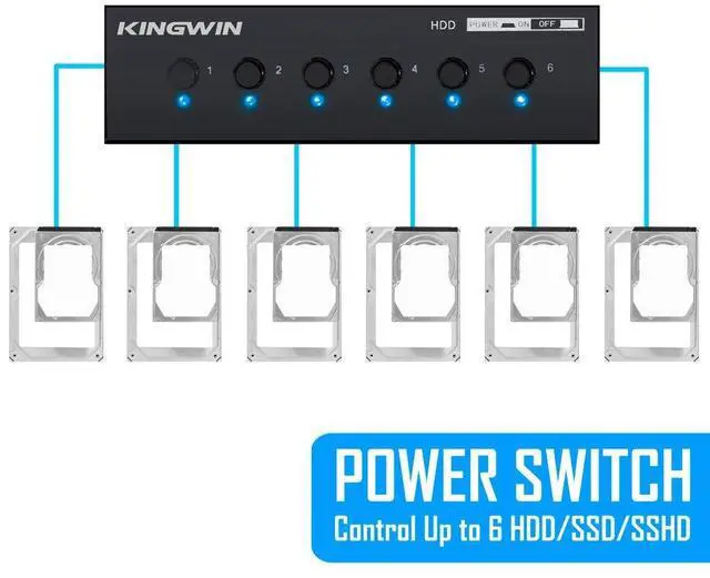 Alt view image 5 of 5 - Kingwin Hard Drive Power Switch Module for 2.5 inch/3.5 inch SATA HDD/SSD. Optimized for SSD, Power On or Off HDDs as Wish, Controls up to Six HDDs, and Provide Longevity to Your Hard Drives