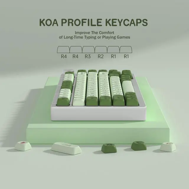 Alt view image 3 of 5 - YMKPVR KBDiy Matcha KOA Profile Keycaps 60 75 100 Percent,Dye-Sublimation PBT Green Cute Custom Keyboard Keycap,143 Key Cap Set for Cherry Gateron MX Switches Mechanical Keyboards