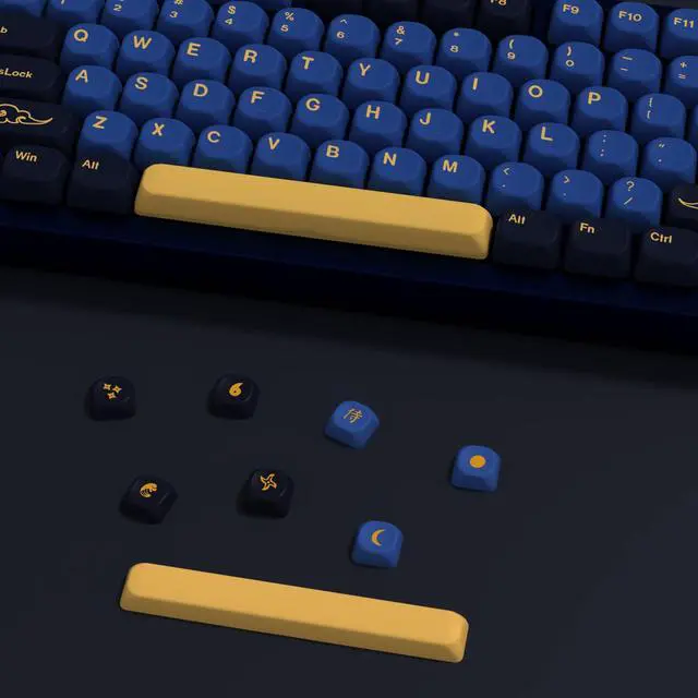 Alt view image 4 of 5 - YMKPVR KBDiy Blue Samurai Keycaps 75 Percent KOA Profile,Five Sides Dye-Sublimation PBT Retro Custom Keyboard Keycap,131 Keys Cap Set for Cherry Gateron MX Switches Mechanical Keyboards
