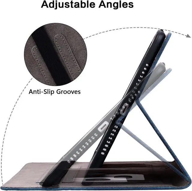 Alt view image 4 of 5 - KEFBWAO Case for  Kindle Fire HD 8 & Fire HD 8 Plus Tablet (12th Generation/10th Generation, 2024/2022/2020), Multi-Angle PU Leather Cover with Stylus Holder for Fire HD 8 Tablet Case, Blue