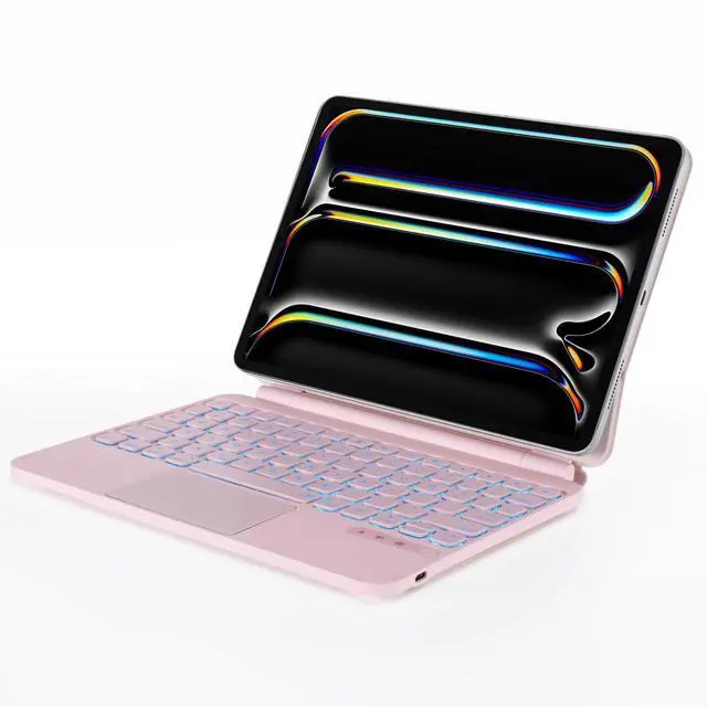 Alt view image 3 of 5 - LENRICH Magic Keyboard Case for iPad Pro 11 inch M4 2024, Great Typing Experience Magnetic Stand Multi Trackpad 7 Color Backlit with Function Row