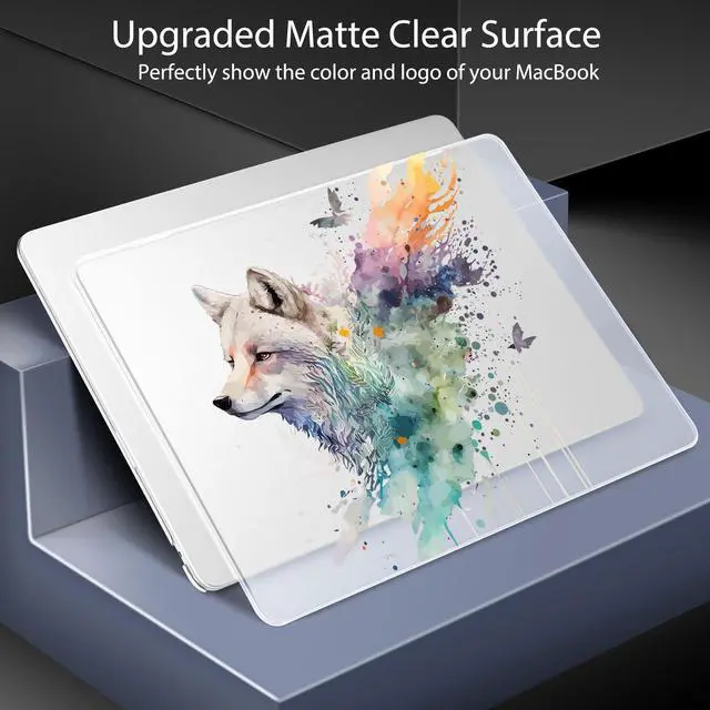 Alt view image 3 of 5 - Lepeoac for MacBook Air 15 inch Case 2023 2024 2025 Release A3241 M4 A3114 M3 A2941 M2 with Liquid Retina Display & Touch ID, Hard Shell with Screen Protector & Webcam Cover & Keyboard Cover, Wolf