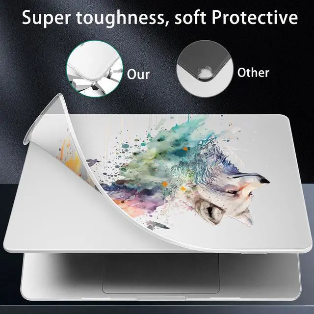 Alt view image 4 of 5 - Lepeoac for MacBook Air 15 inch Case 2023 2024 2025 Release A3241 M4 A3114 M3 A2941 M2 with Liquid Retina Display & Touch ID, Hard Shell with Screen Protector & Webcam Cover & Keyboard Cover, Wolf