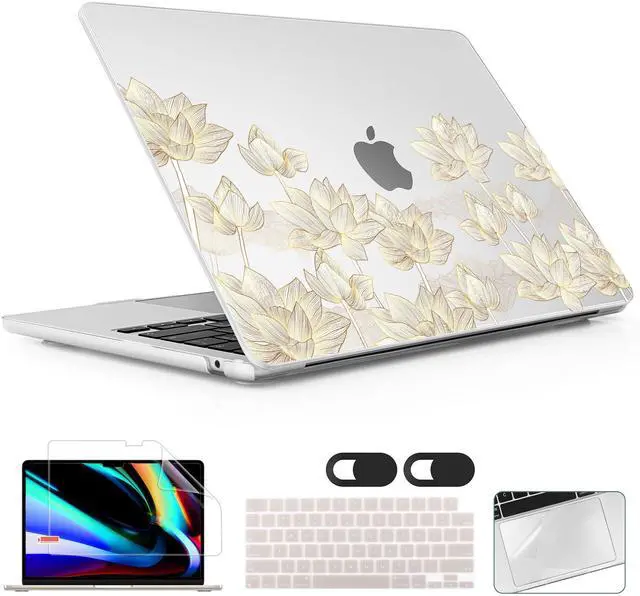 Main image of Lepeoac for MacBook Air 15 inch Case 2023 2024 2025 Release A3241 M4 A3114 M3 A2941 M2 with Liquid Retina Display & Touch ID, Hard Shell with Screen Protector & Webcam Cover & Keyboard Cover, Lotus