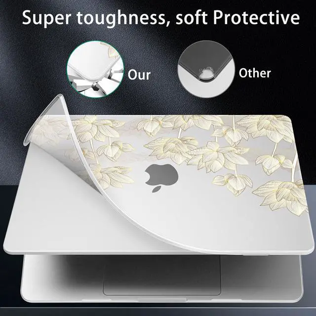 Alt view image 4 of 5 - Lepeoac for MacBook Air 15 inch Case 2023 2024 2025 Release A3241 M4 A3114 M3 A2941 M2 with Liquid Retina Display & Touch ID, Hard Shell with Screen Protector & Webcam Cover & Keyboard Cover, Lotus