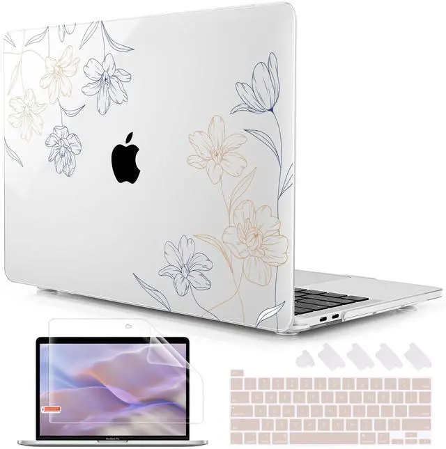 Main image of Lepeoac Case for MacBook Pro 13 inch with/Without Touch Bar (2016-2022, M2 A2338 M1 A2289 A2251 A2159 A1989 A1706 A1708), Hard Shell + Keyboard Cover + Dust Plug, Floral
