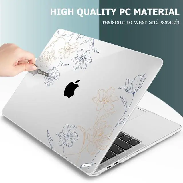 Alt view image 5 of 5 - Lepeoac Case for MacBook Pro 13 inch with/Without Touch Bar (2016-2022, M2 A2338 M1 A2289 A2251 A2159 A1989 A1706 A1708), Hard Shell + Keyboard Cover + Dust Plug, Floral