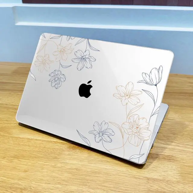 Alt view image 3 of 5 - Lepeoac Case for MacBook Pro 13 inch with/Without Touch Bar (2016-2022, M2 A2338 M1 A2289 A2251 A2159 A1989 A1706 A1708), Hard Shell + Keyboard Cover + Dust Plug, Floral