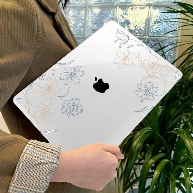 Alt view image 4 of 5 - Lepeoac Case for MacBook Pro 13 inch with/Without Touch Bar (2016-2022, M2 A2338 M1 A2289 A2251 A2159 A1989 A1706 A1708), Hard Shell + Keyboard Cover + Dust Plug, Floral