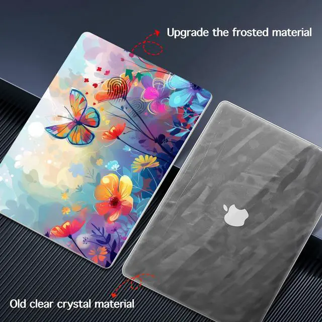 Alt view image 5 of 5 - Lepeoac for MacBook Pro 14 Inch 2024 2023 2022 2021 Release M4 A3112 A3401 A3185 M3 A2918 A2992 M2 A2779 M1 A2442 Pro/Max Chip, Plastic Hard Shell Case with Keyboard Cover, Flowers & Butterflies