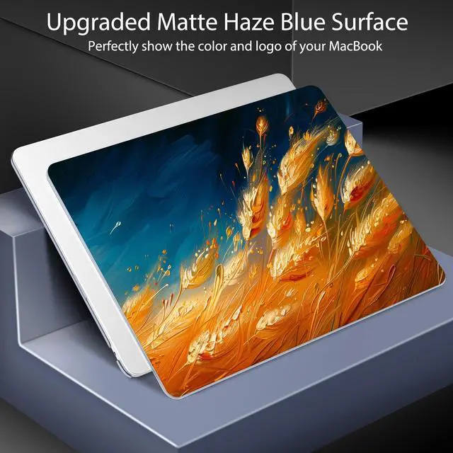 Alt view image 3 of 5 - Lepeoac for MacBook Air 15 inch Case 2023 2024 2025 Release A3241 M4 A3114 M3 A2941 M2 with Liquid Retina Display & Touch ID, Hard Shell with Screen Protector & Webcam Cover, Golden Grain