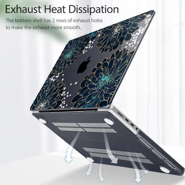 Alt view image 5 of 5 - Lepeoac for MacBook Pro 14 Inch 2024 2023 2022 2021 Release M4 A3112 A3401 A3185 M3 A2918 A2992 M2 A2779 M1 A2442 Pro/Max Chip, Plastic Hard Shell Case with Keyboard Cover, Luxury Floral